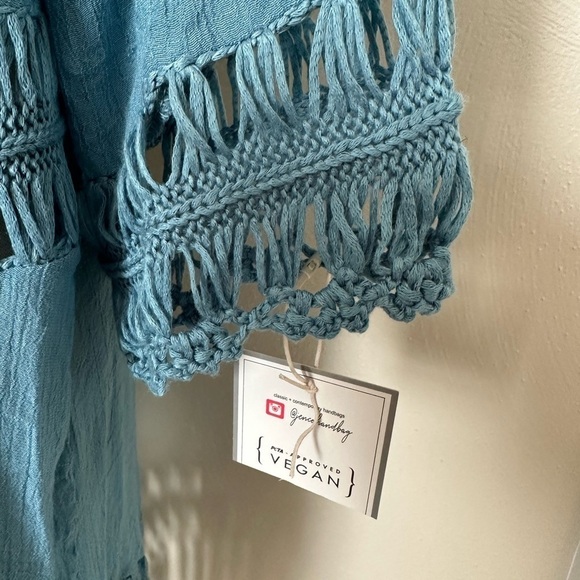 Jen & Co. Open Front Duster with Tie Crochet Details and Fringe - Picture 7 of 8